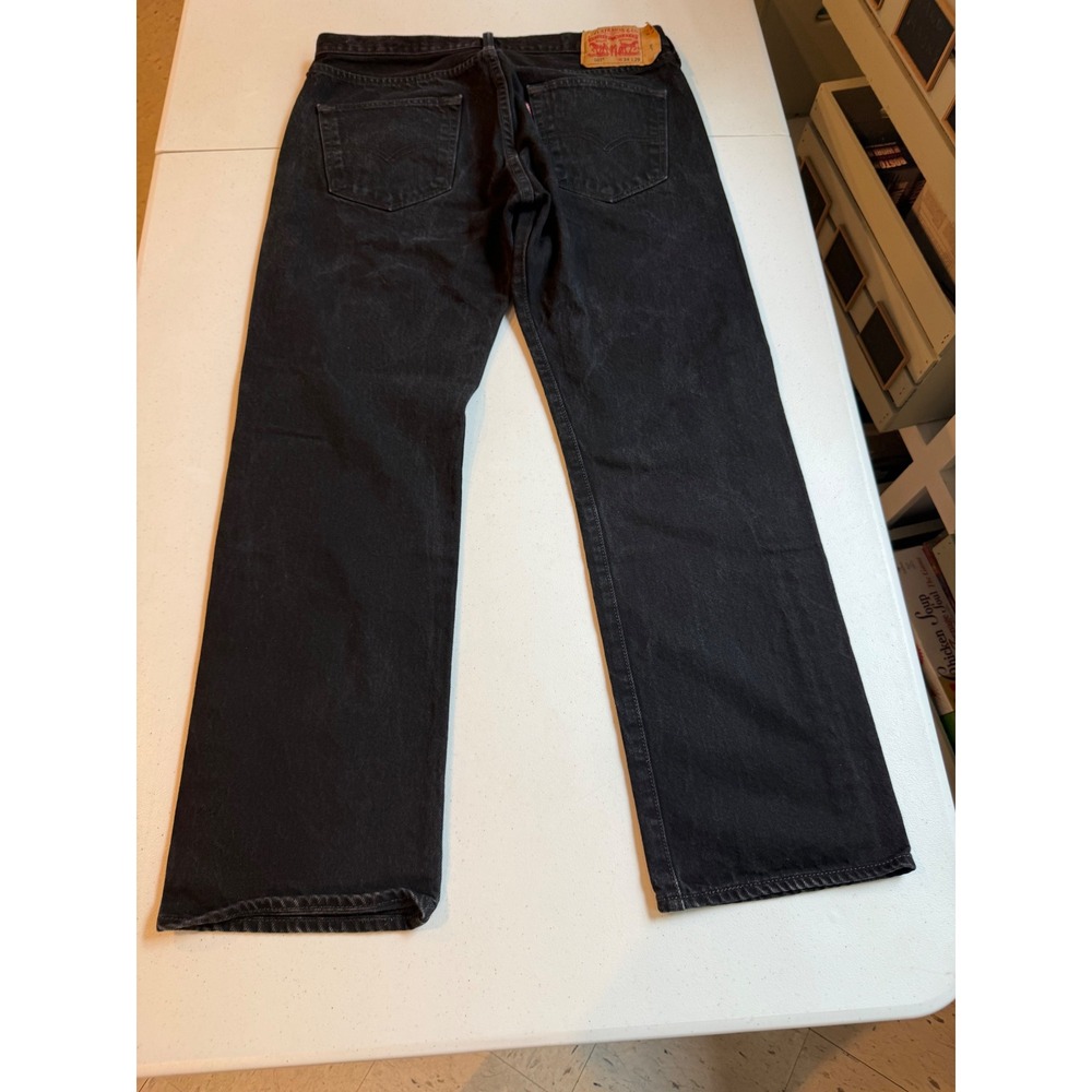 Levis 501 Original Fit Black Straight Leg Jeans‎ Mens W34 L29 Button Fly Denim - Picture 11 of 14